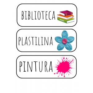 Carteles de material y planificación horaria de clase.