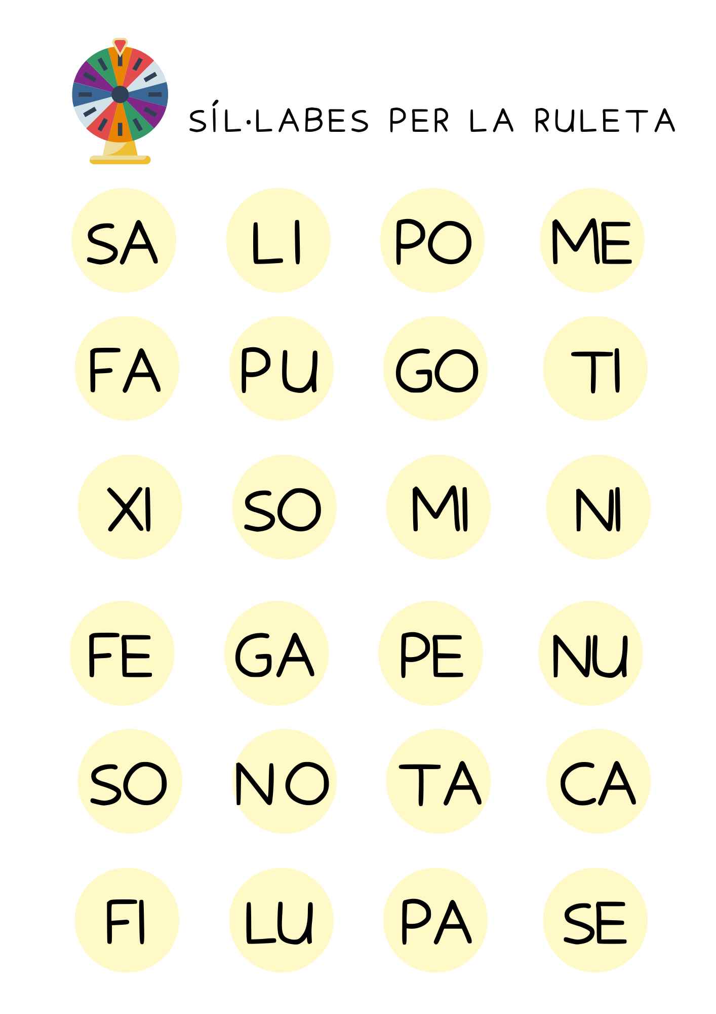 síl·labes per la ruleta