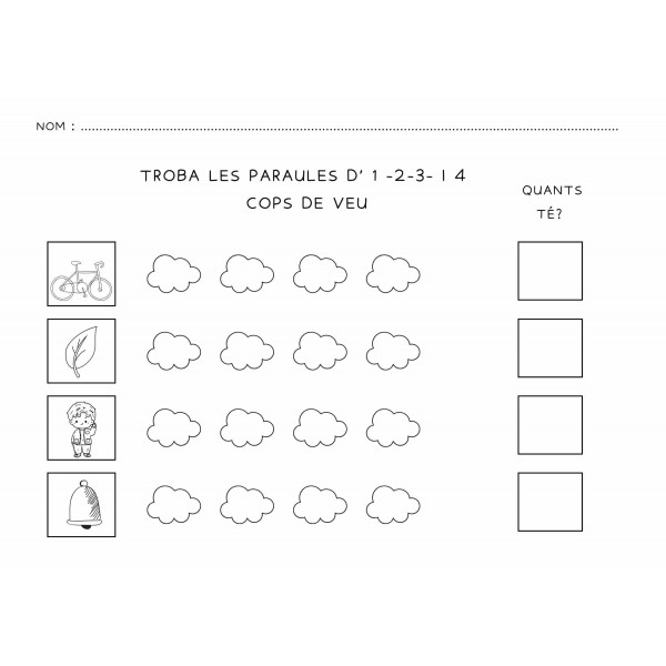TROBA LES PARAULES DE 1-2-3 I 4 SÍL·LABES