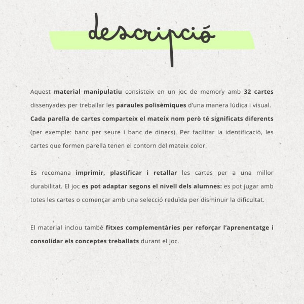 MEMORY DE PARAULES POLISÈMIQUES