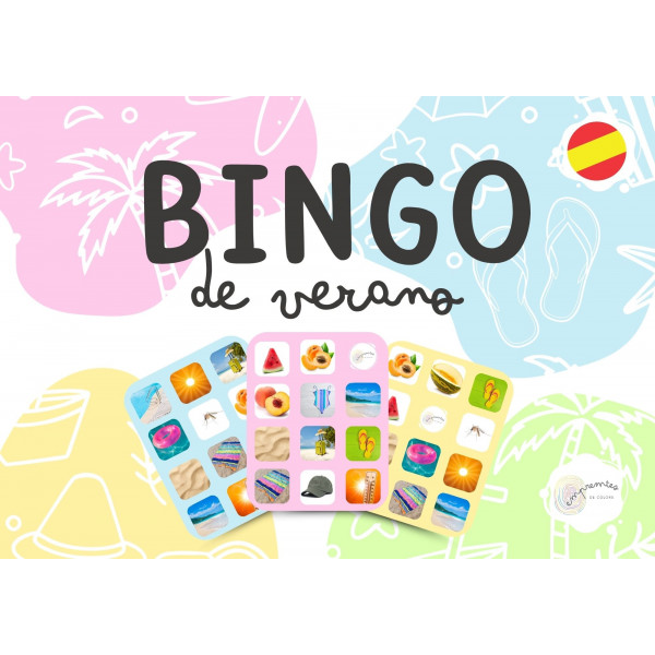 BINGO DE VERANO: con tarjetas de vocabulario en letra mayúscula y ligada