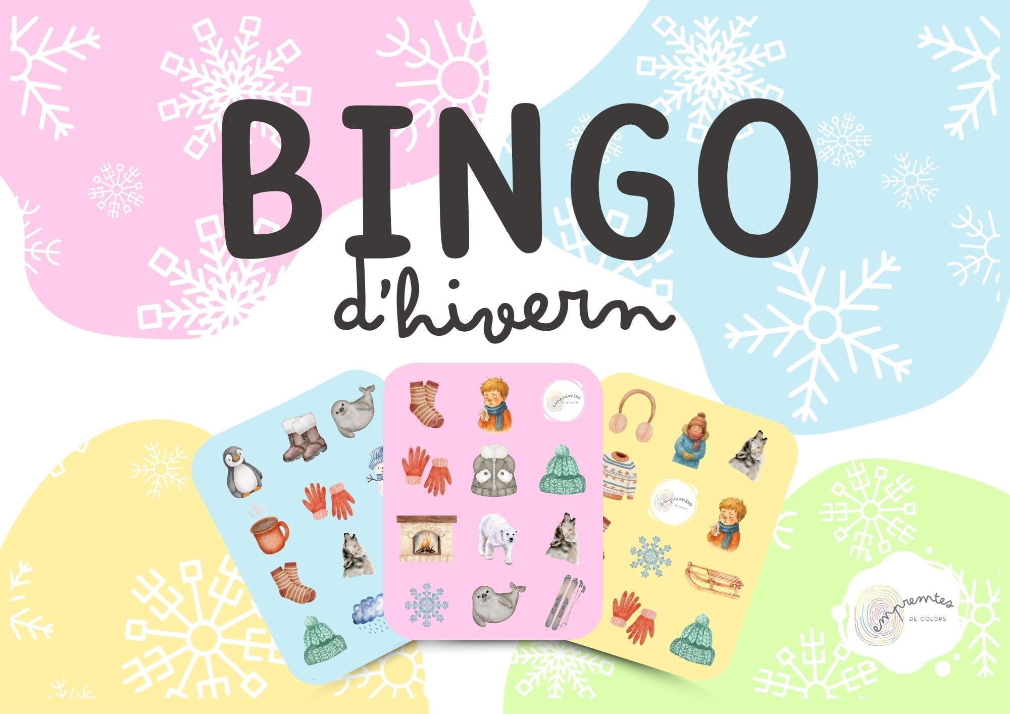 BINGO D'HIVERN: amb targetes de vocabulari amb lletra de pal i lligada