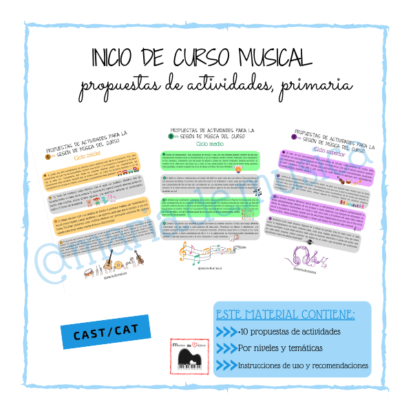 Propuestas actividades de música inicio de curso