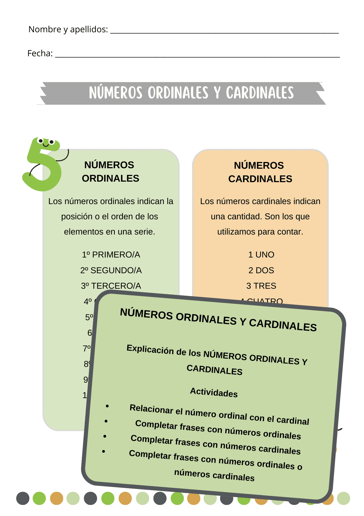 NÚMEROS ORDINALES Y CARDINALES