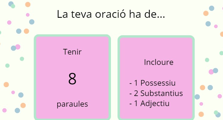 Targetes per fer oracions autònoms