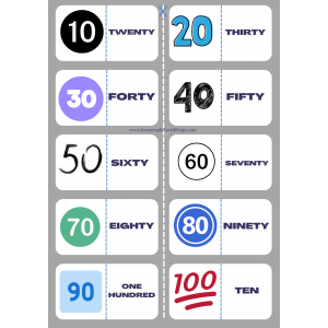 Numbers by 10's Domino