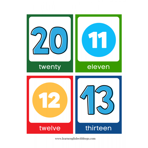 Flashcards numbers 1-20