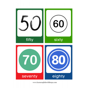 Flashcards numbers 10-100