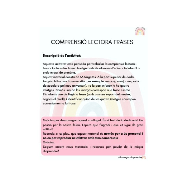 Comprensió lectora frases