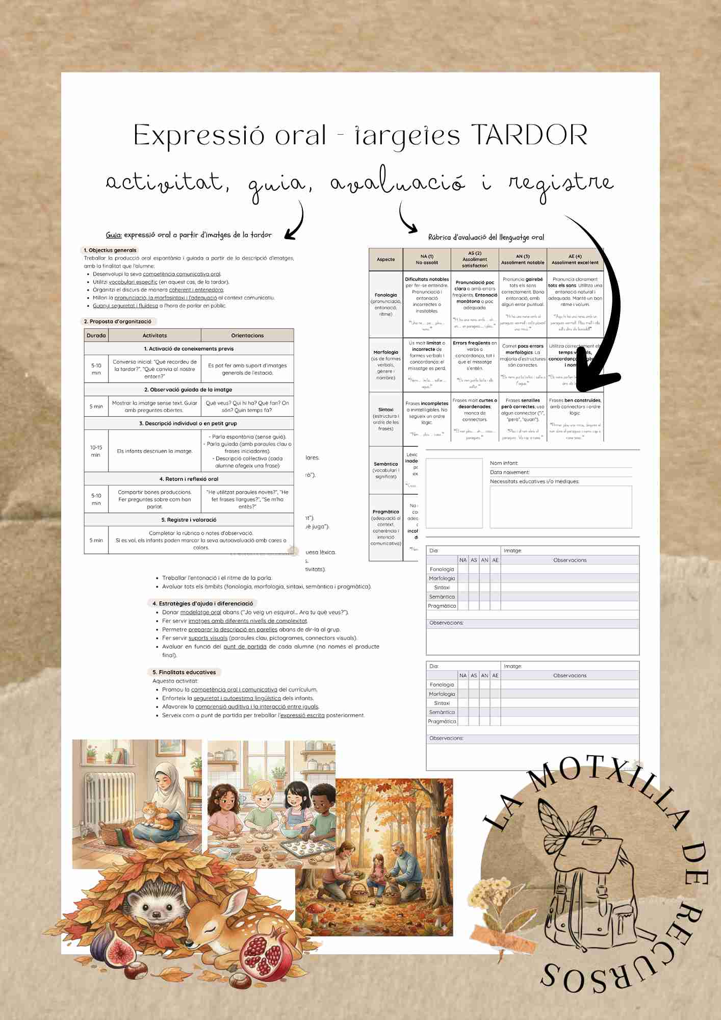 Expressió oral - TARDOR. Activitat, guia, avaluació i registre