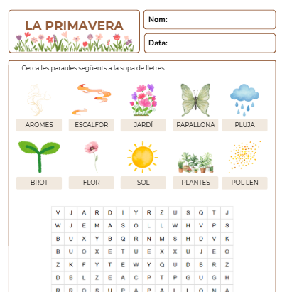 Sopa de lletres - La primavera