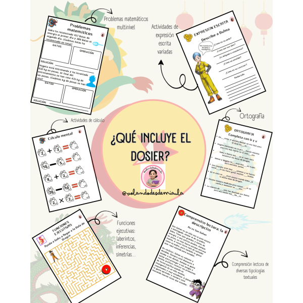 DOSIER lectoescritura, mates y FFEE inspirado en DRAGON BALL