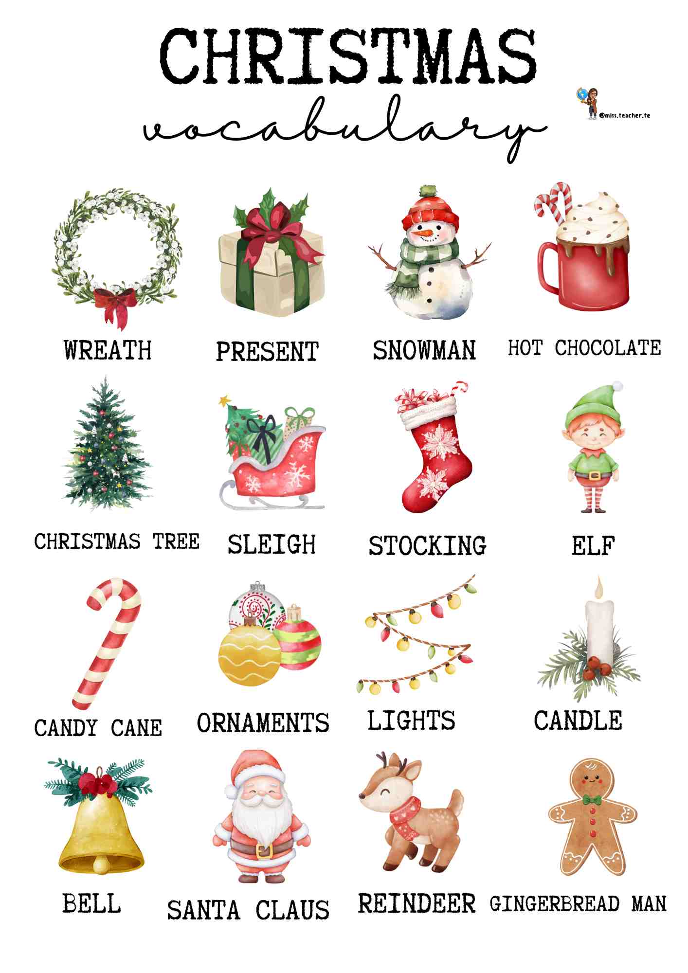 Christmas vocabulary: poster