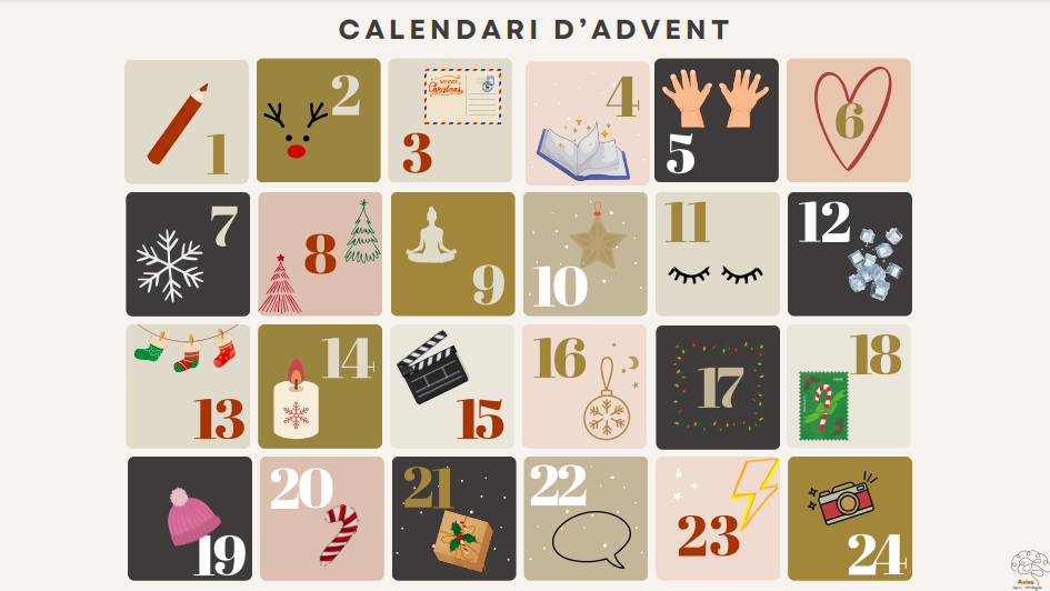 Calendari d'advent interactiu i imprimible