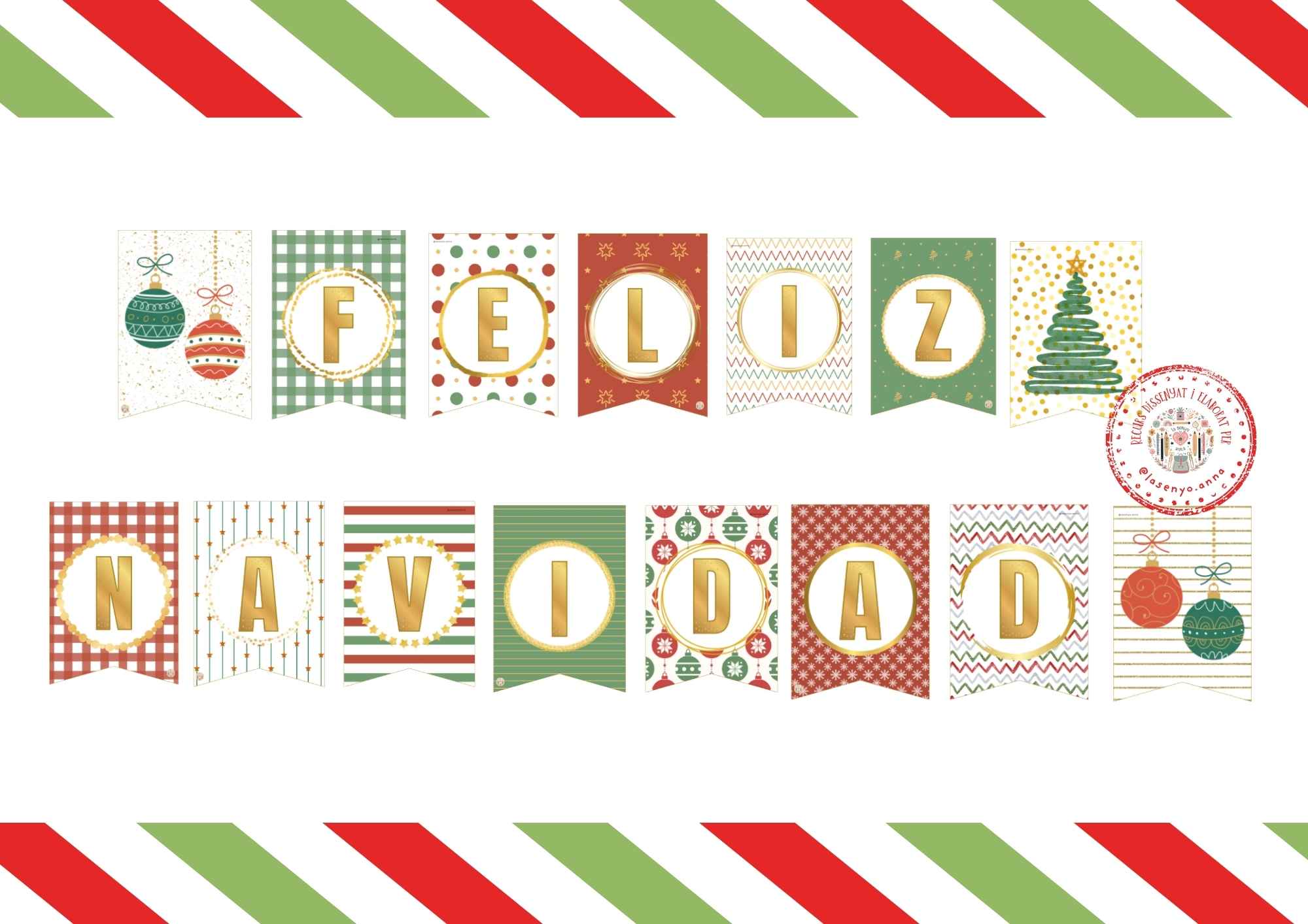 BANDERINES DECORATIVOS FELIZ NAVIDAD