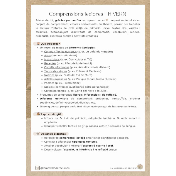 HIVERN - 20CL. Tipologies textuals