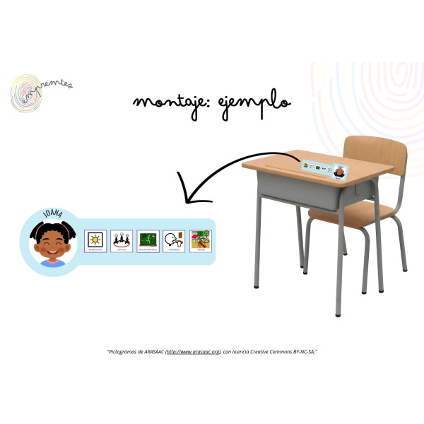 SOPORTE VISUAL CON PICTOGRAMAS; para colocar sobre la mesa (ARASAAC)
