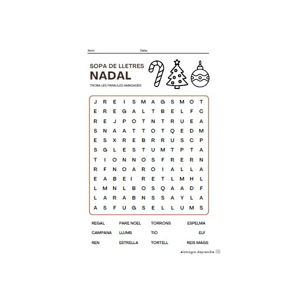 Sopa de lletres Nadal