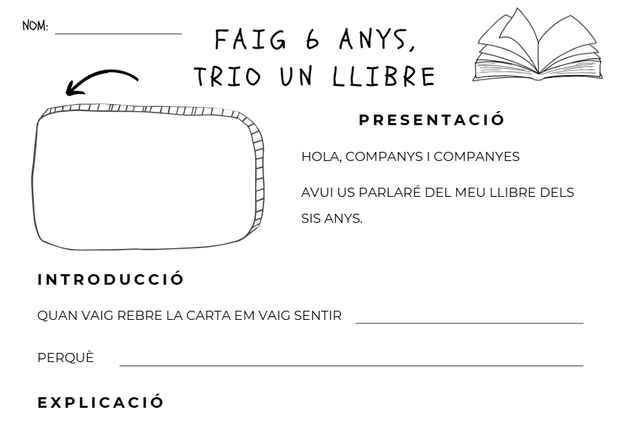 FAIG 6 ANYS, TRIO UN LLIBRE - Guión exposición oral