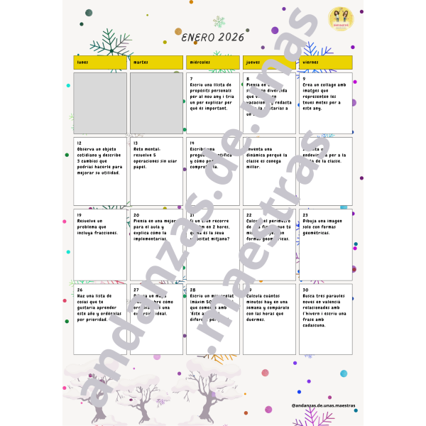 Calendario de enero