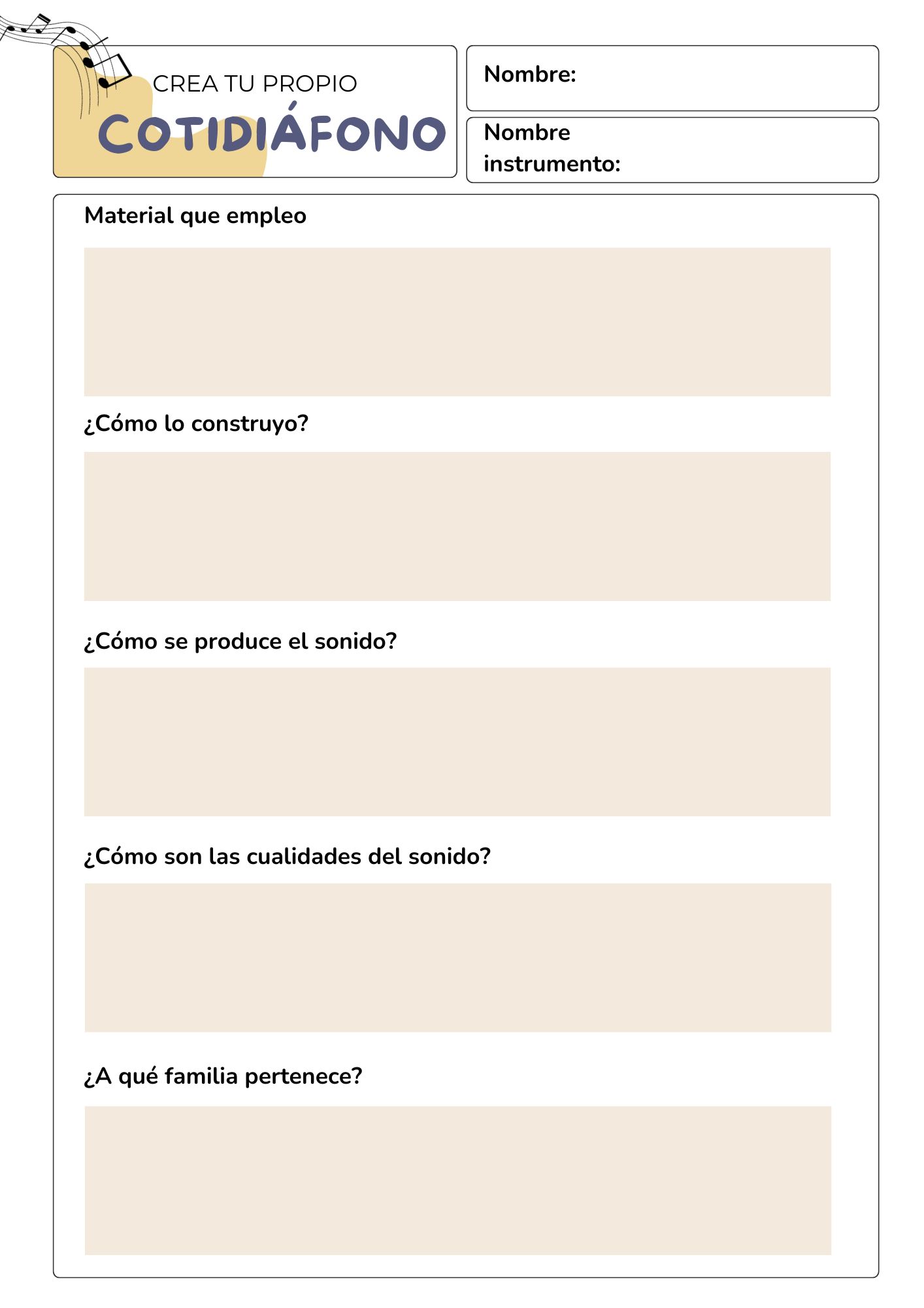 Plantilla para la creación de un cotidiáfono