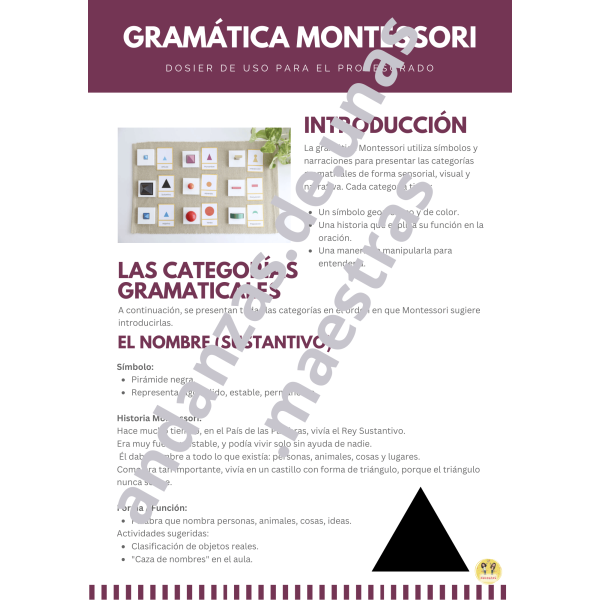 Gramática Montessori: dosier de uso para el profesorado