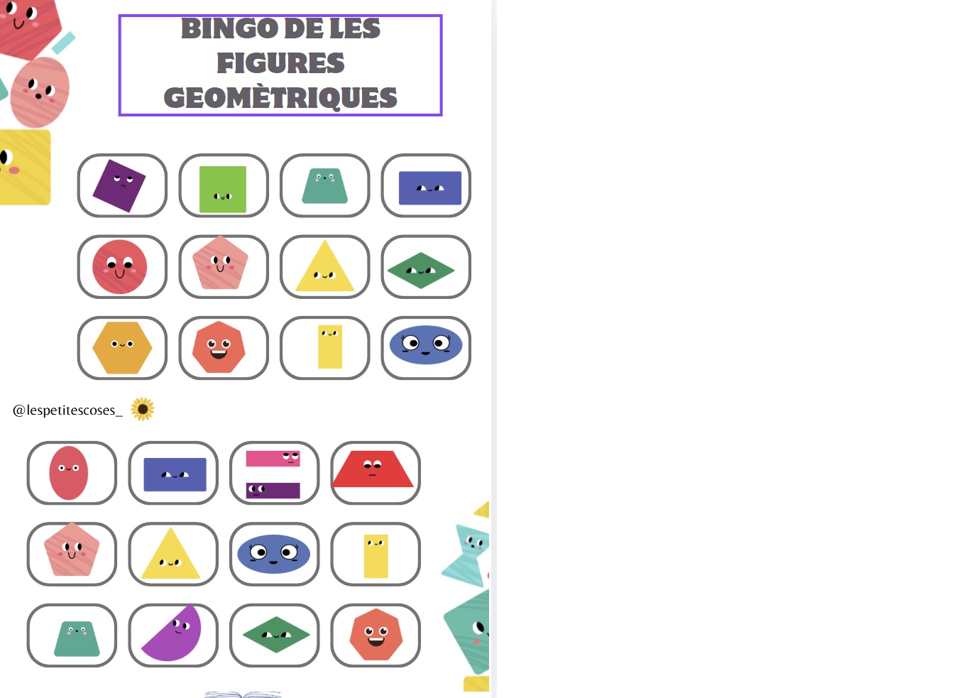 BINGO DE LES FIGURES GEOMÈTRIQUES