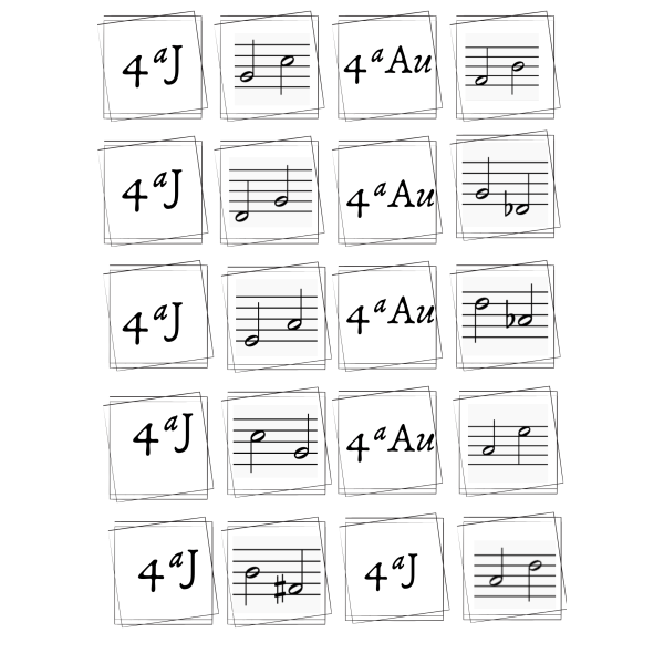 Juego memorión en intervalos musicales. Cartas. Ejemplos.