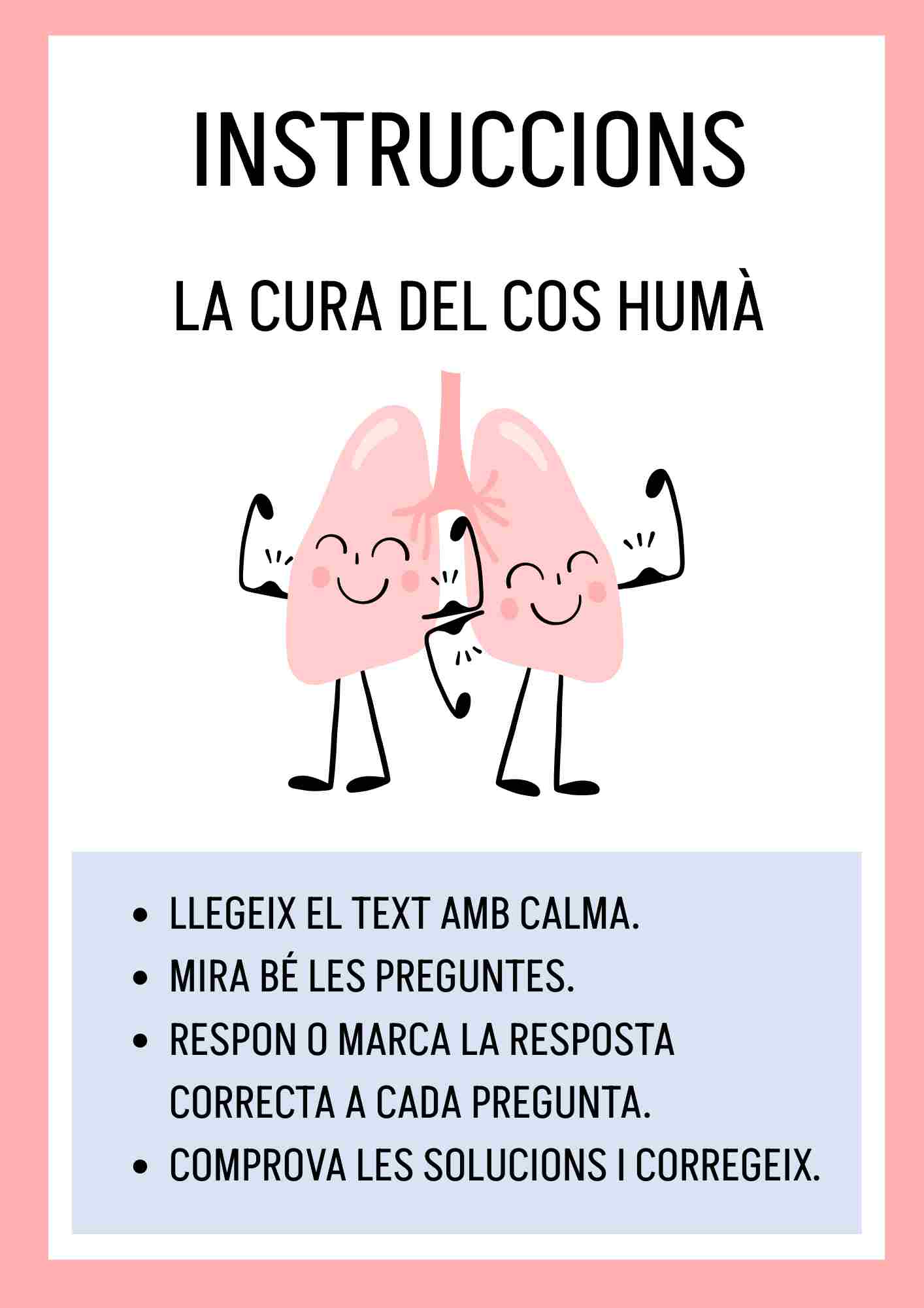 Comprensió lectora: la cura del cos humà