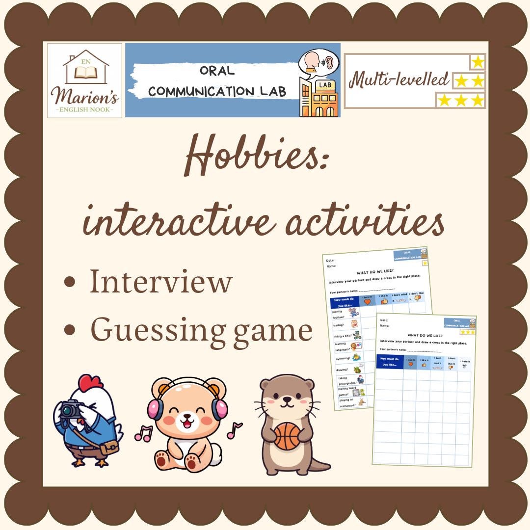 Hobbies Likes and Dislikes Speaking Activity & Game | Scaffolded