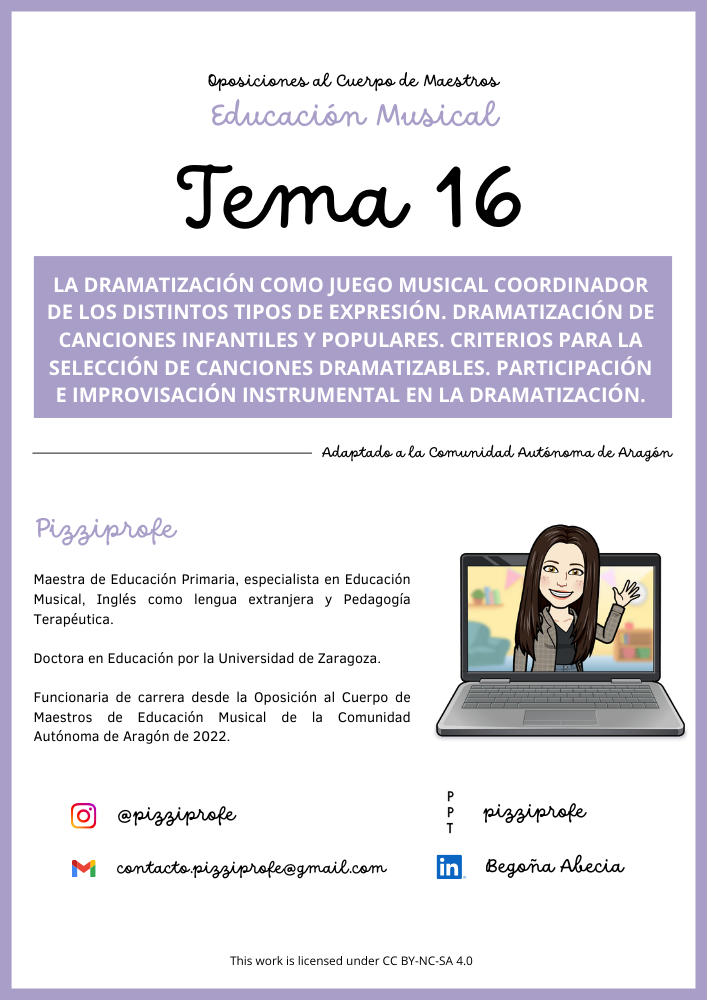Tema 16 - Oposición al Cuerpo de Maestros de Educación Musical - Aragón Autora: pizziprofe