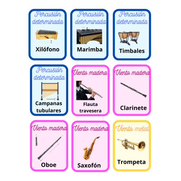 Las familias de instrumentos – Juego de cartas imprimible