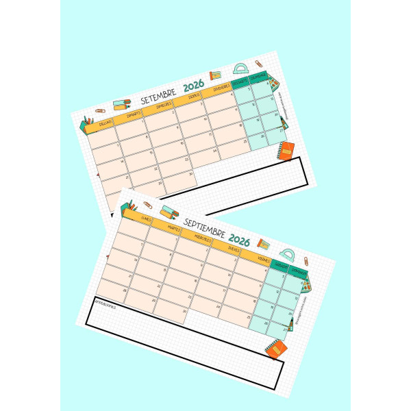 CAT/CAST Calendario escolar mensual