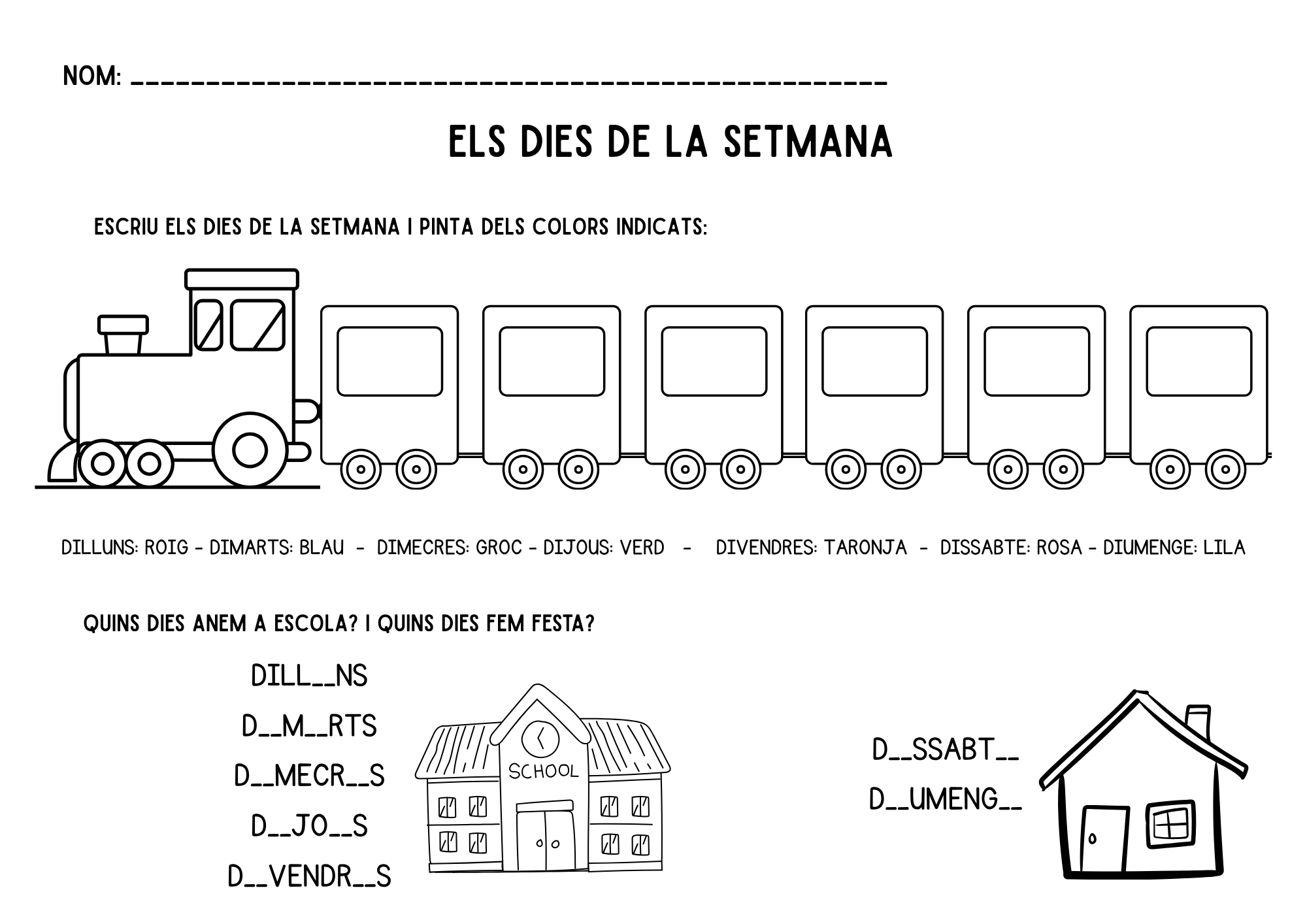 Fitxa per treballar els dies de la setmana