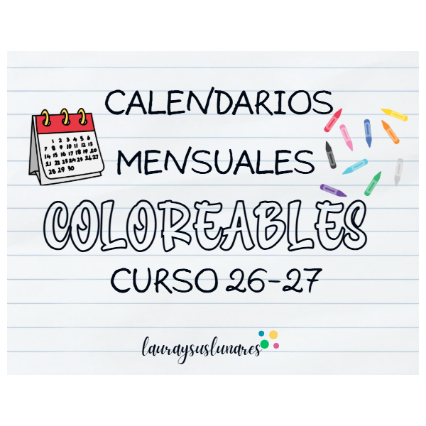 Calendarios coloreables curso 26-27
