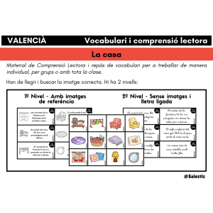 VALENCIÀ - 1. La CASA - Vocabulari