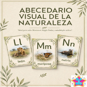 Abecedario visual de la Naturaleza: Láminas de Aula (Estilo Montessori y Reggio Emilia)