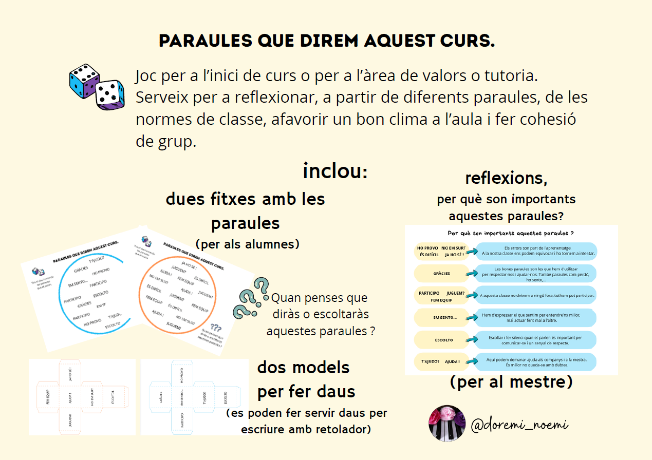 PARAULES DEL CURS. (inici de curs o tutories)