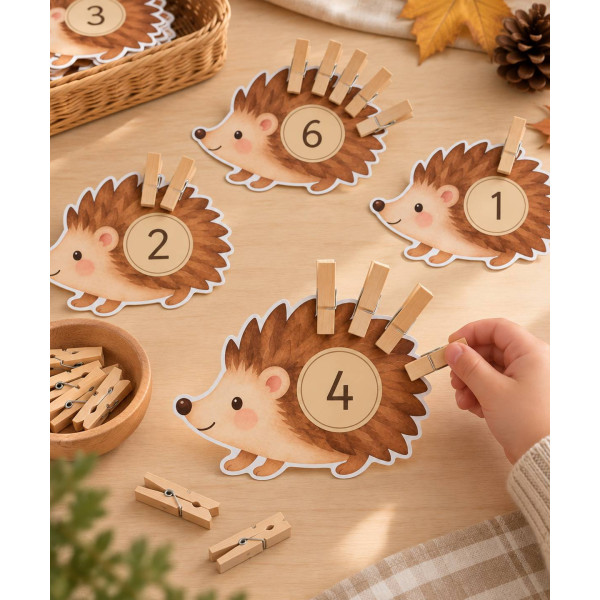 Numeración con pinzas: erizos